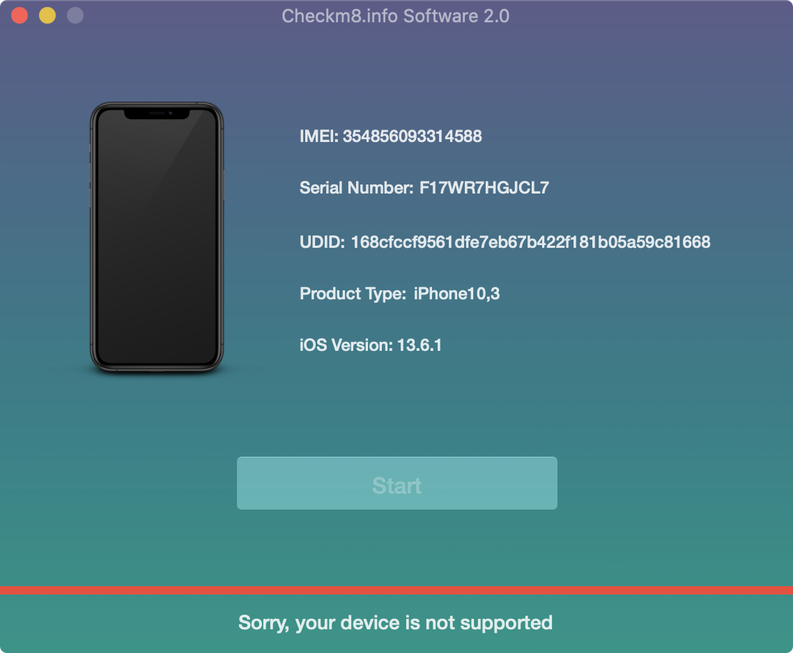 Checkm8 Software does not support your device