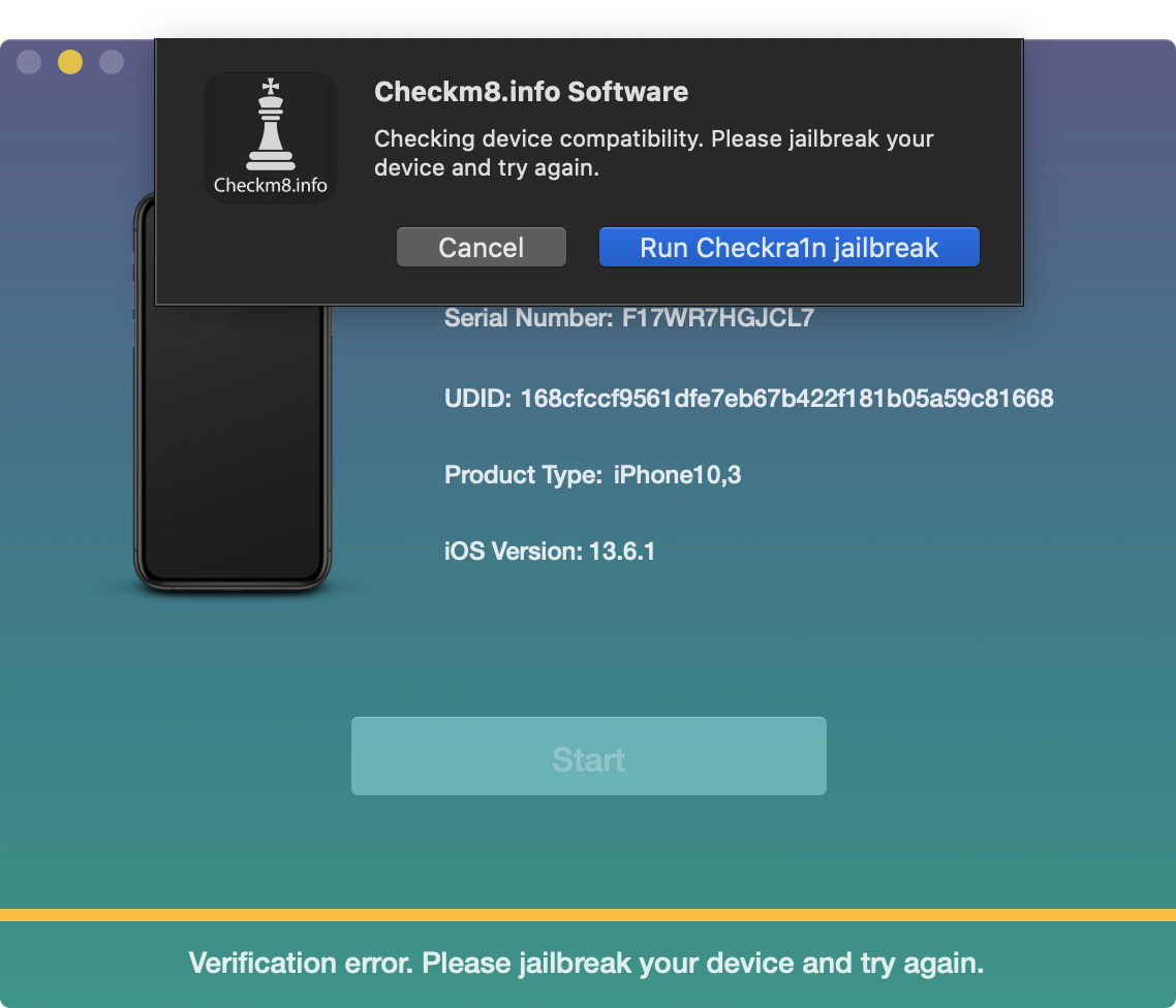Jailbreak iDevice using Checkm8 Software
