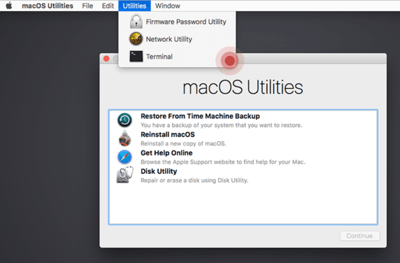 Run Terminal via iRemove Find My Mac Unlock Software
