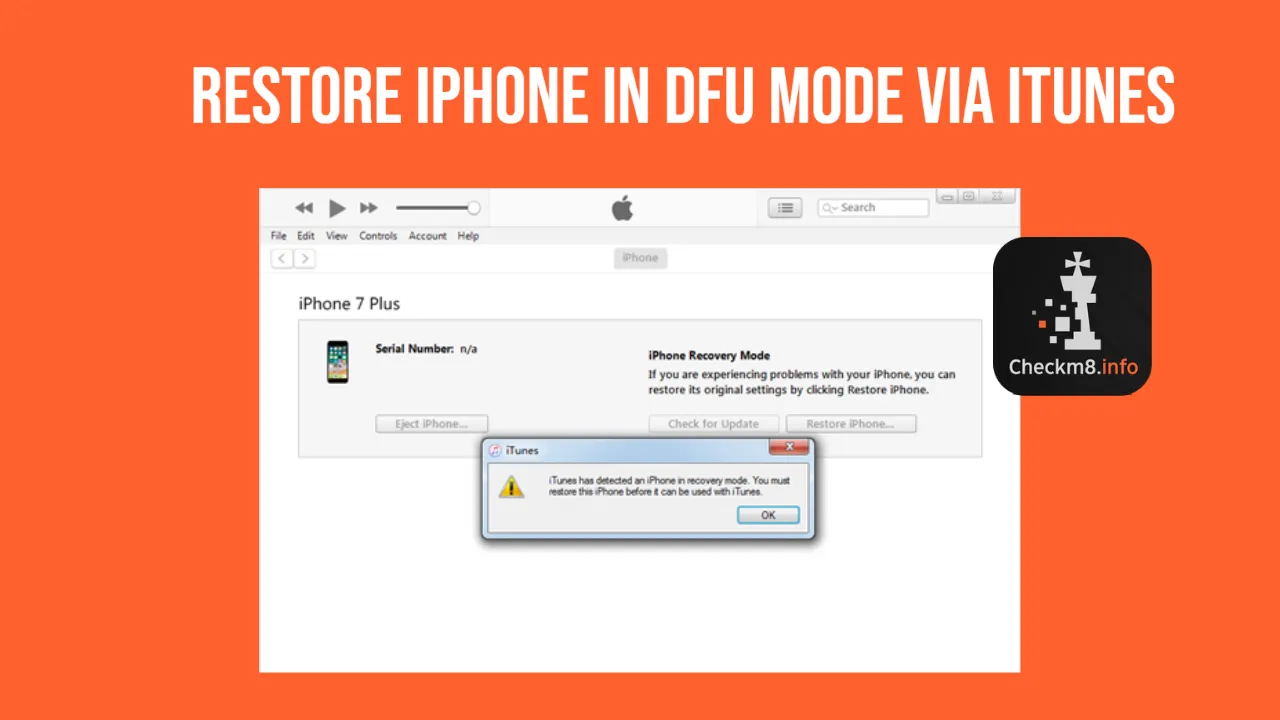 Restauration de l'iPhone en mode DFU via iTunes